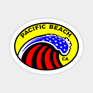 Pacific Beach California Surfing Surf Patriotic Wave Sticker